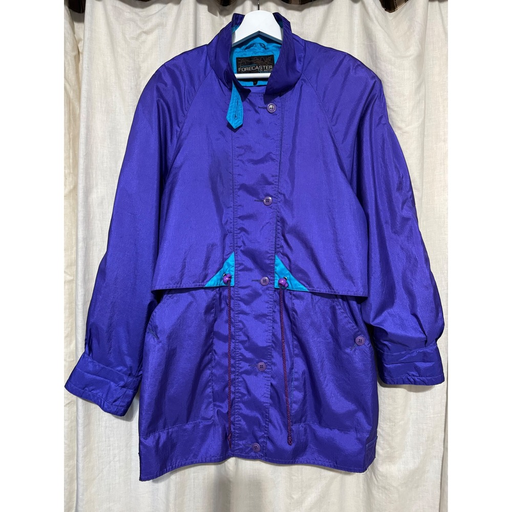 Vintage Forecaster of Boston‎ Unisex Purple Teal Windbreaker Rain Jacket Size L
